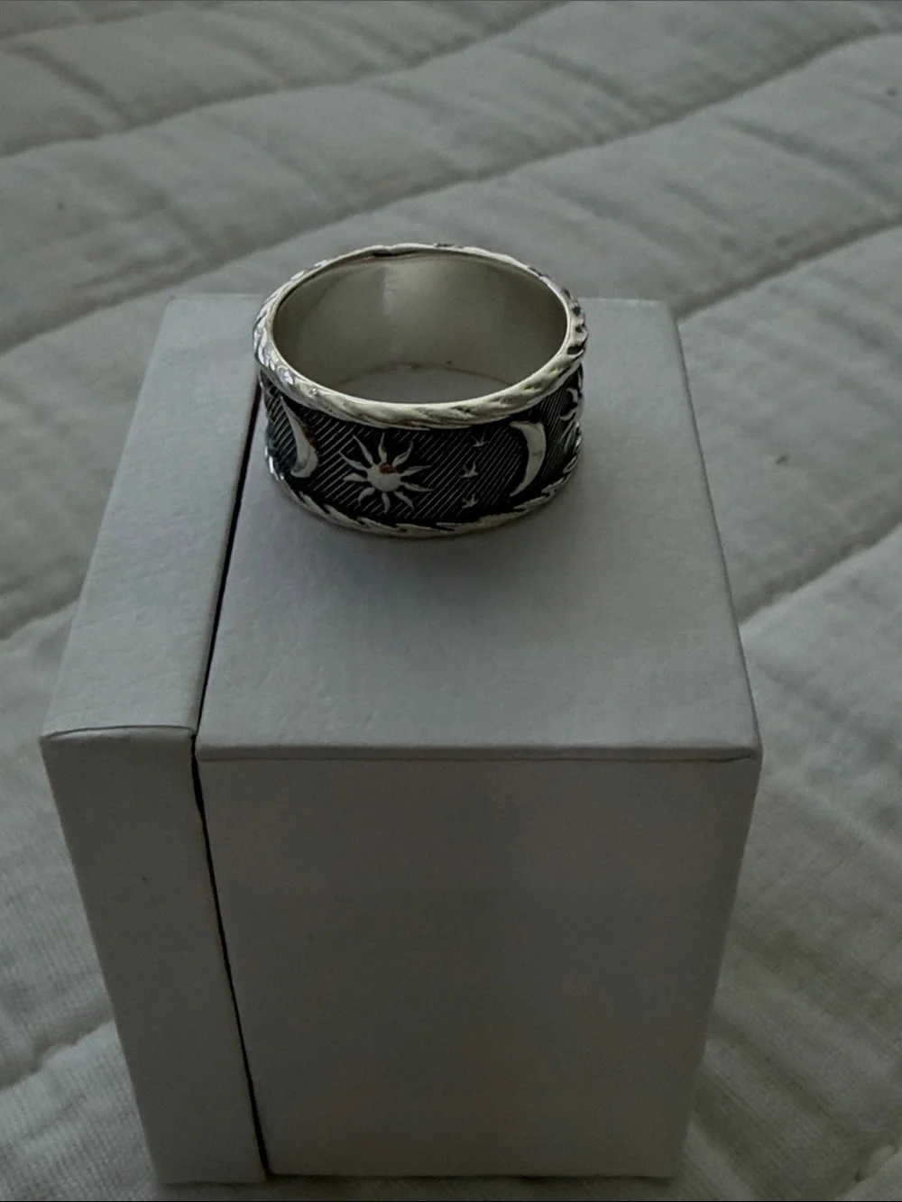Silver Celestial Band Ring - Black and Silver